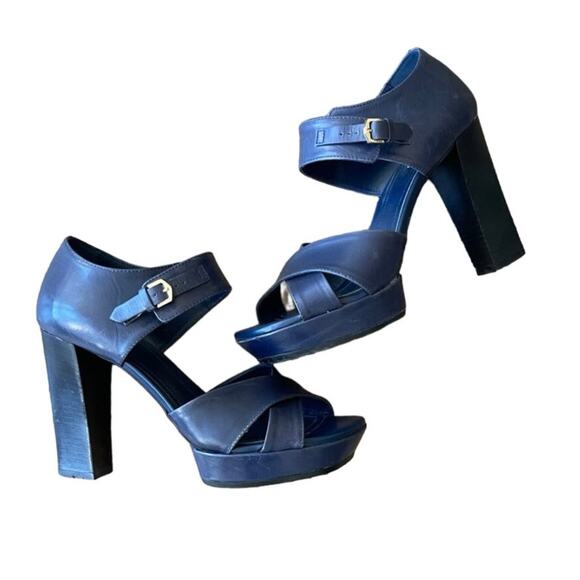 TOD’S Navy Blue Leather Platform Heels (7/37) - Picture 1 of 10